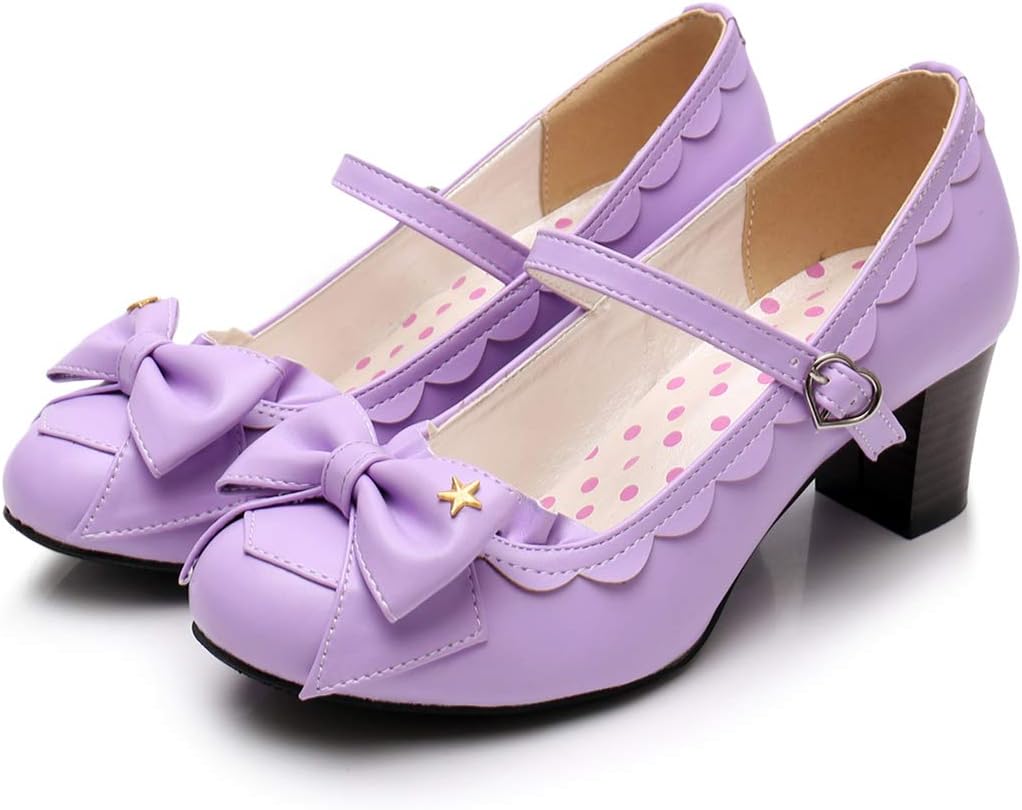 Women's Mary Jane Pumps - Sweet Bow High Heel Lolita Dress Shoes