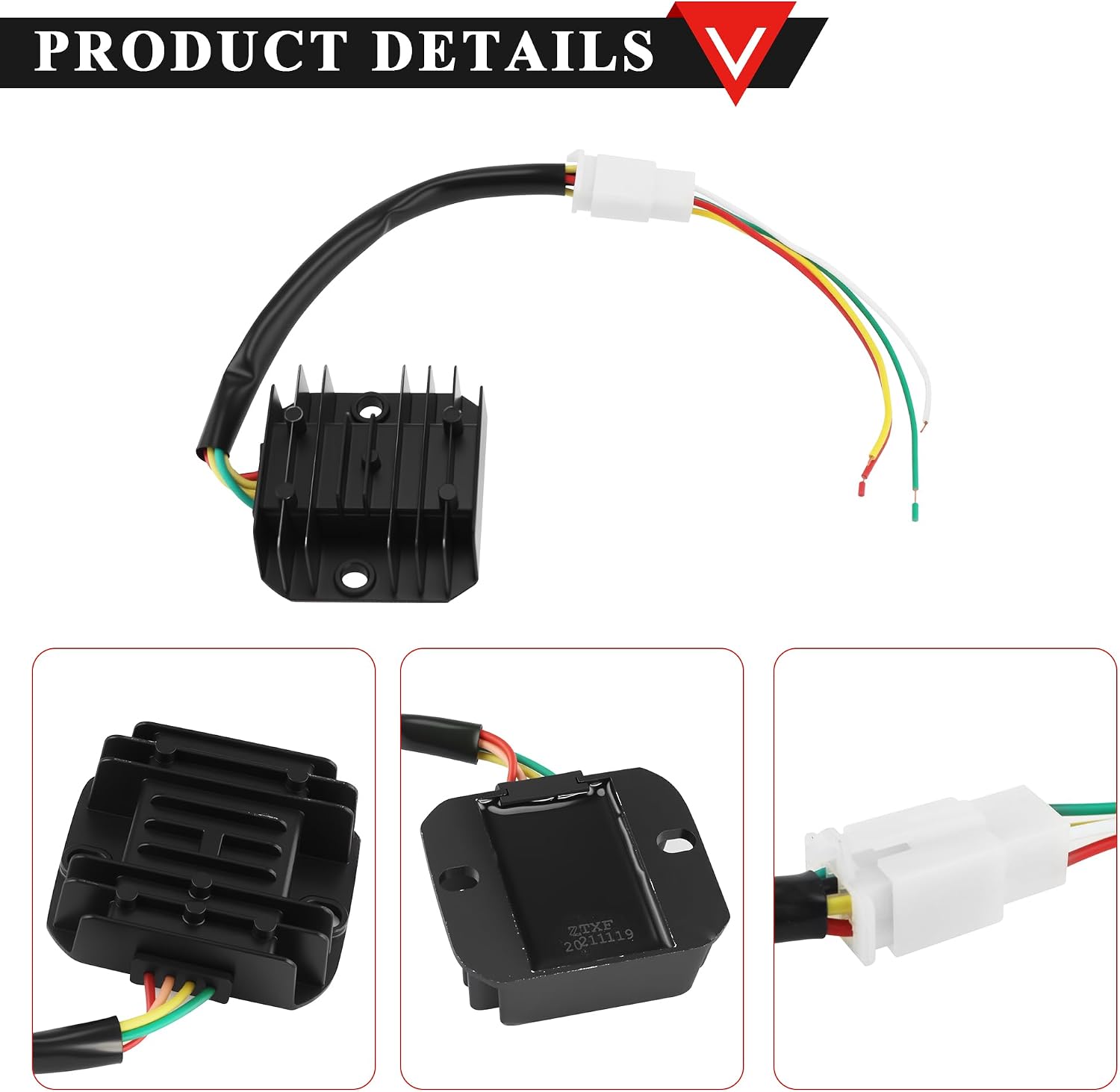 PRO BAT 4 Wire Male Plug Voltage Regulator Rectifier 12V For ATV Buggy Quad Scooter Moped Gokart Baja Coolster Sunl Black