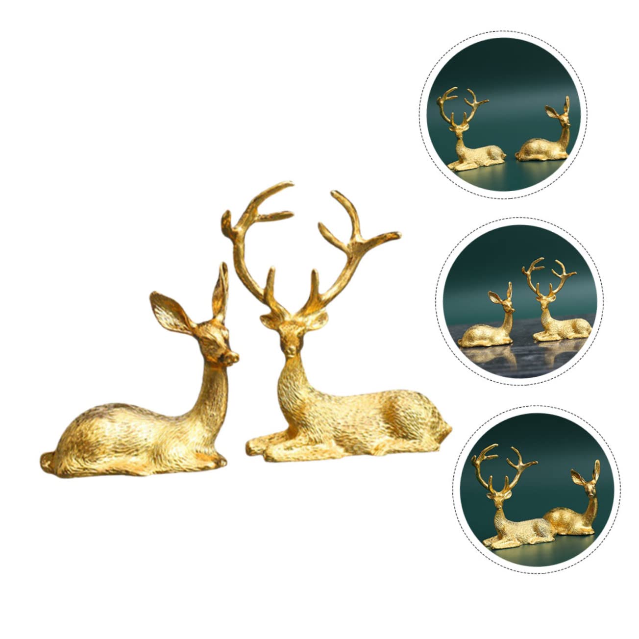 RORPOIR 2pcs Deer Statues Christmas Shelf Decor Reindeer Christmas Decoration Home Accessories Reindeer Figurine Farm Animal Statues Table Decorations for Living Room Light Luxury Metal - Image 2