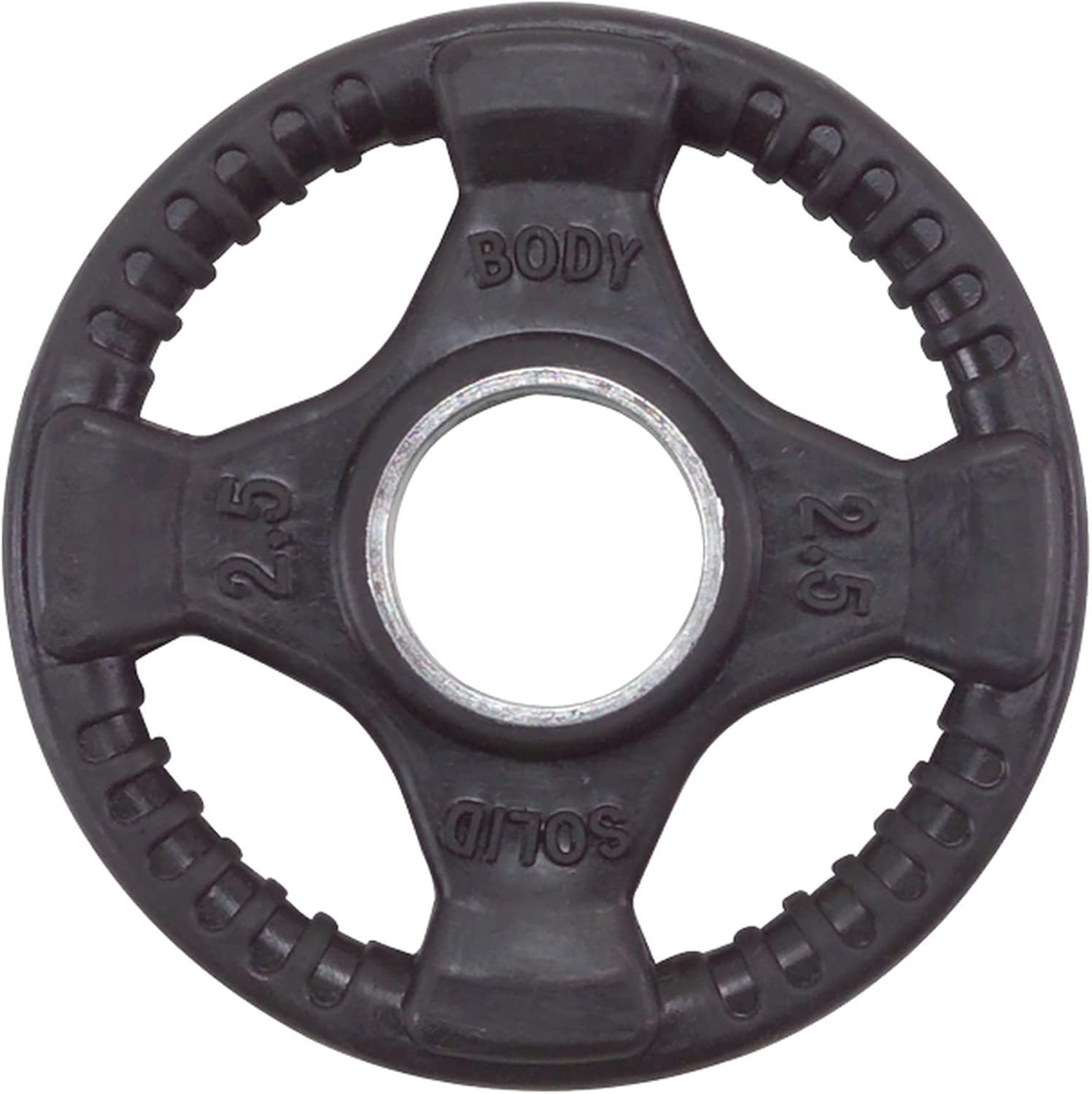 Body Solid Tools (ORST105) Olympic Rubber Bumper Weight Plates Set for Olympic Bar with Quad-Grip Design, Commercial and Home Gym Heavy Duty Impact-Resistant Plate Sets, 105 lb