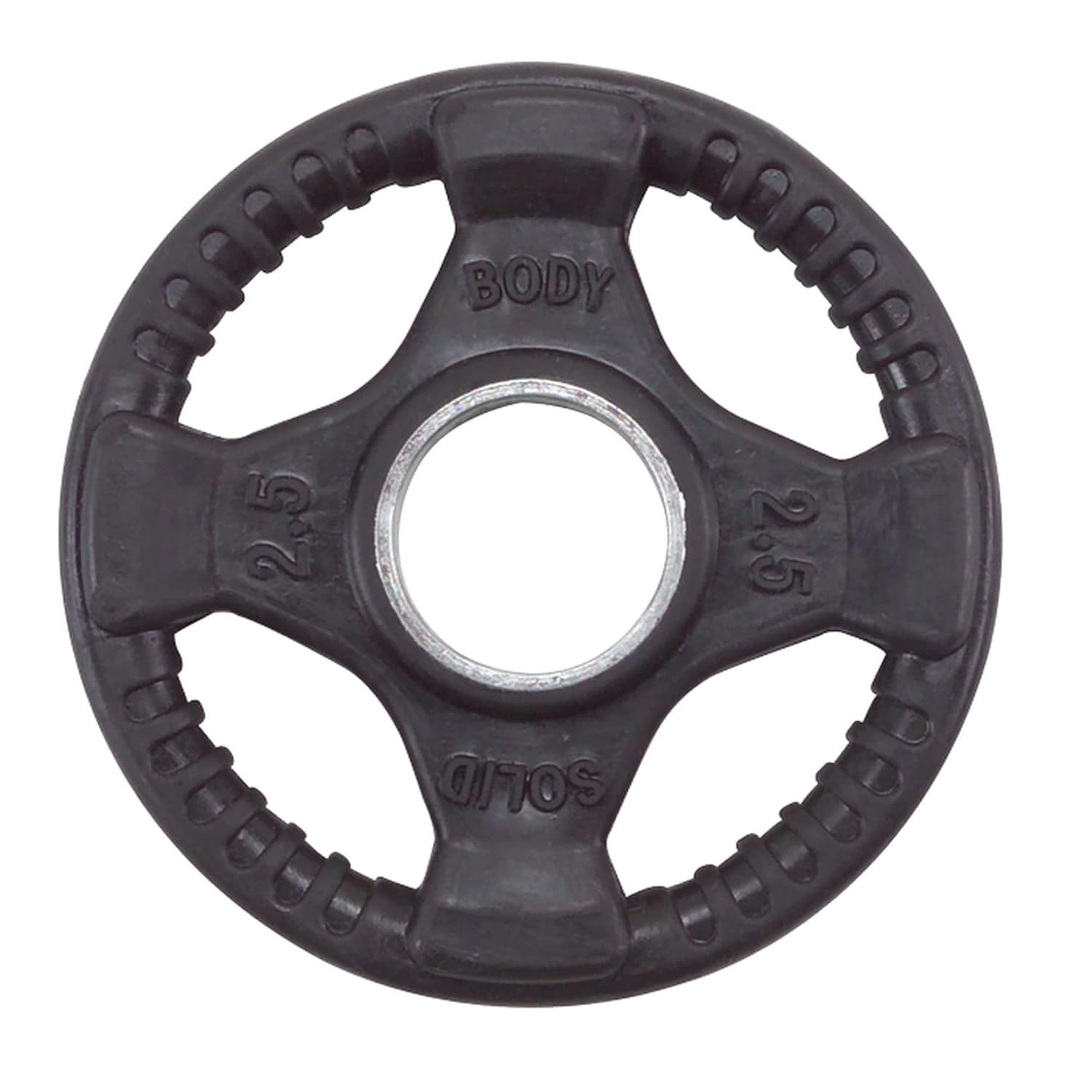 Body Solid Tools (ORST105) Olympic Rubber Bumper Weight Plates Set for Olympic Bar with Quad-Grip Design, Commercial and Home Gym Heavy Duty Impact-Resistant Plate Sets, 105 lb