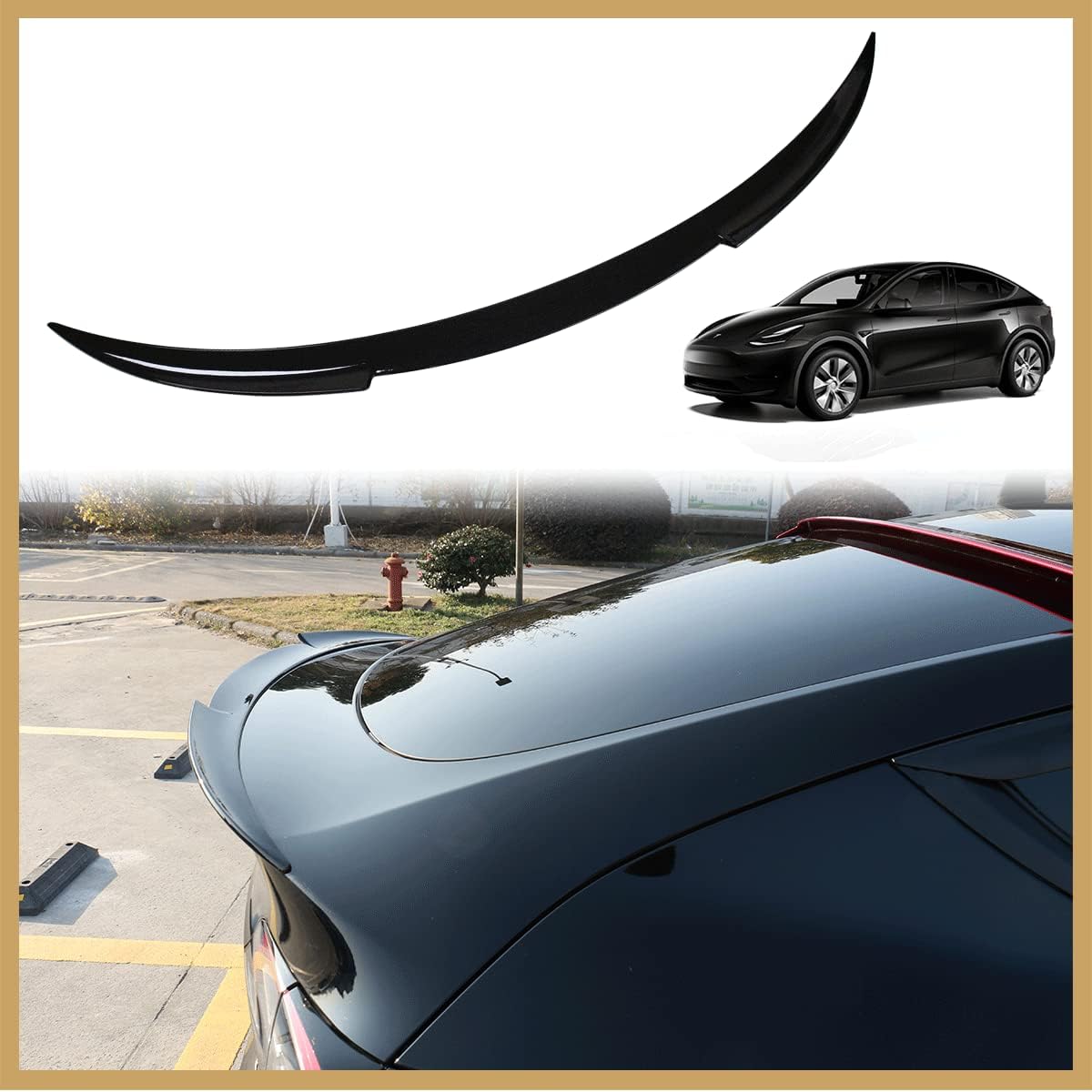 AOSK for Tesla Model Y Rear Spoiler Wings ABS for 2020-2024 Tesla Model Y Trunk Lip Tail Wing Rear Trunk Lid (V2 Duckbill Spoiler, Glossy Black)