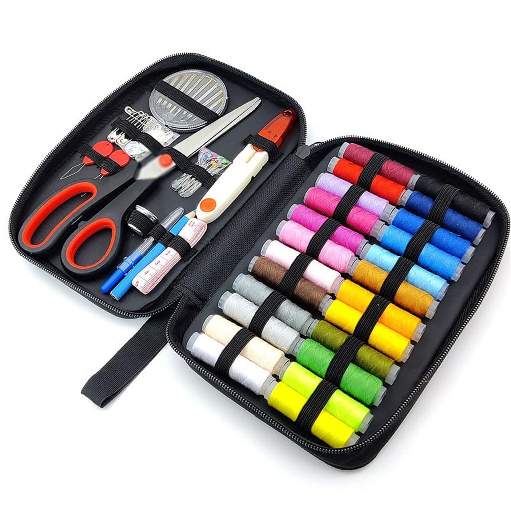 Caja de Costura Multifuncional para el hogar, Juego de Costura Manual Combinado de 82 Piezas, Herramientas de Costura de 24 Colores