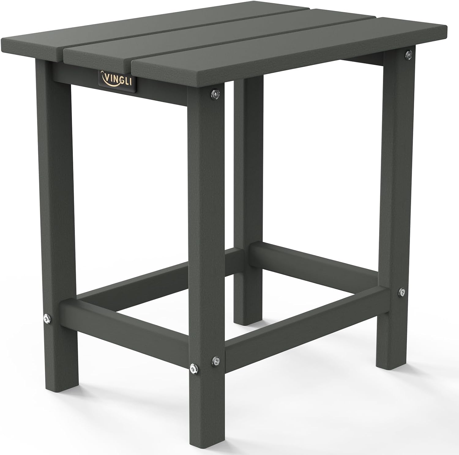 VINGLI Outdoor Patio Side Table, Poly Lumber Weather Resistant Adirondack Side Table End Tables for Outdoor Indoor Living Room Bedroom Patio and Garden(Grey)