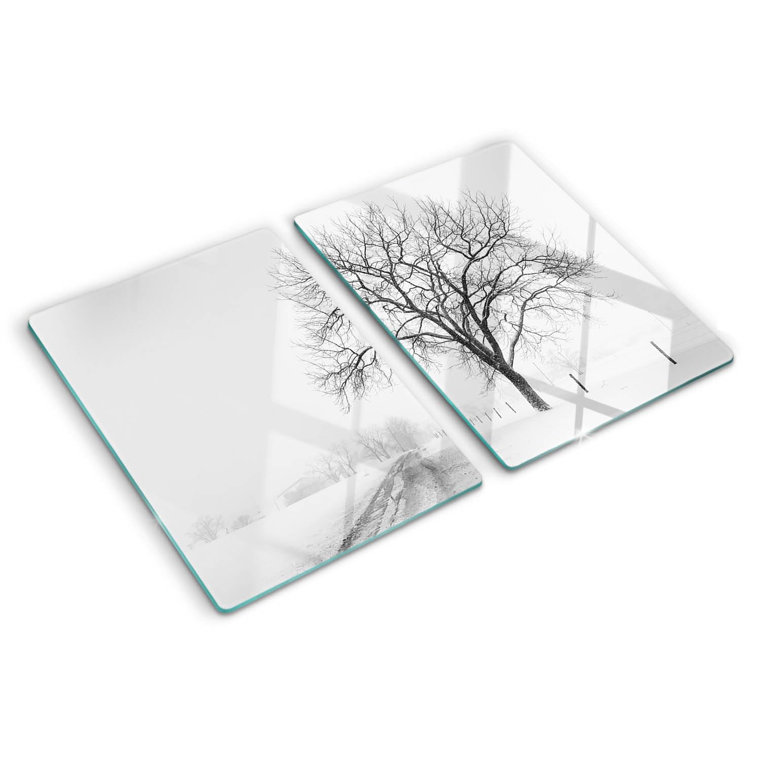 Planche à découper design avec impression arbre d'hiver et bords polis