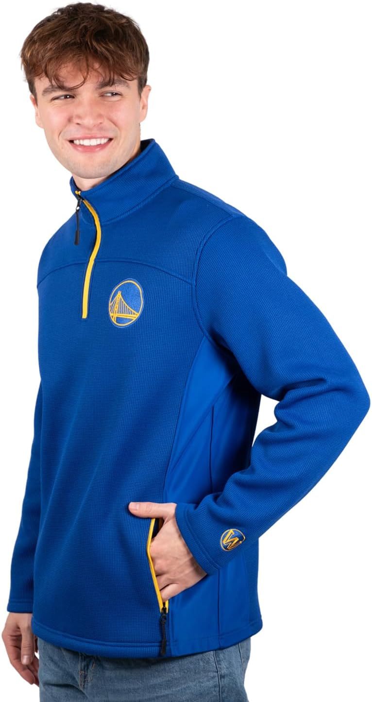 Ultra Game Men's NBA Official Super Soft Quarter Zip Sweatshirt with Zipper Pockets