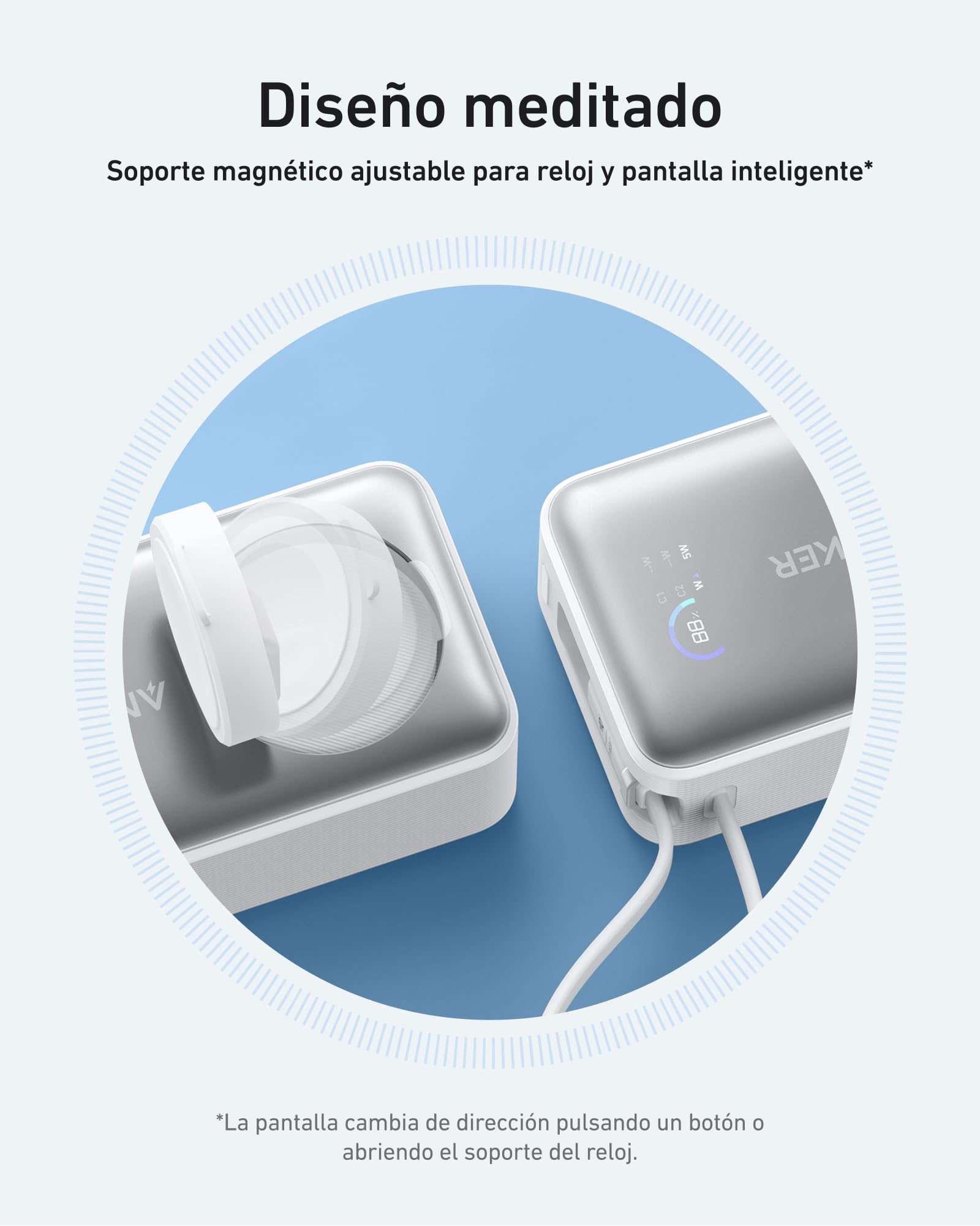 Anker MagGo Power Bank para Apple Watch, 10.000 mAh, 35 W máx. | Con certificación oficial y cable USB C integrado, para iPhone serie 17/16/15, Samsung, iPad y AirPods