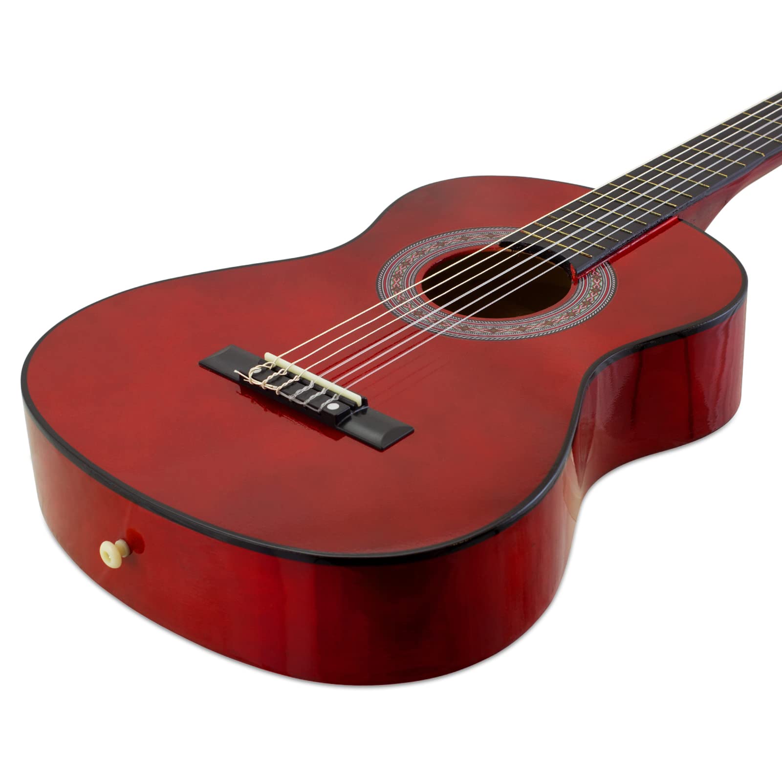 Tiger CLG4-RDTU Klassische Spanische Gitarre 3/4 – Ideal für Anfänger und Kinder ab 9+ Jahren – Mit Stimmgerät, Tasche, Plektrum, Gurt, Ersatzsaiten – Rot – Drei-Viertel-Größe