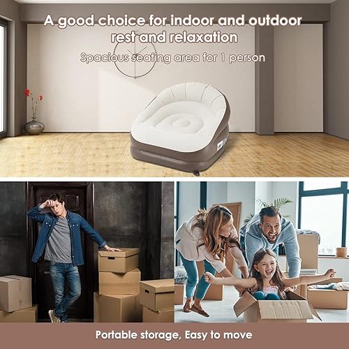 Miniatura 6 de Sofá inflable con colchón de aire, silla inflable doble para adultos, sofá inflable plegable, sofá de aire portátil para vida en interiores, tienda