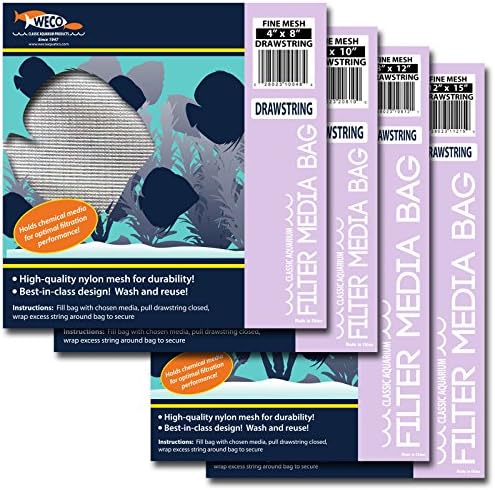 WECOClassic Filter Media Bags Fine Mesh Drawstring, 8" X 12"