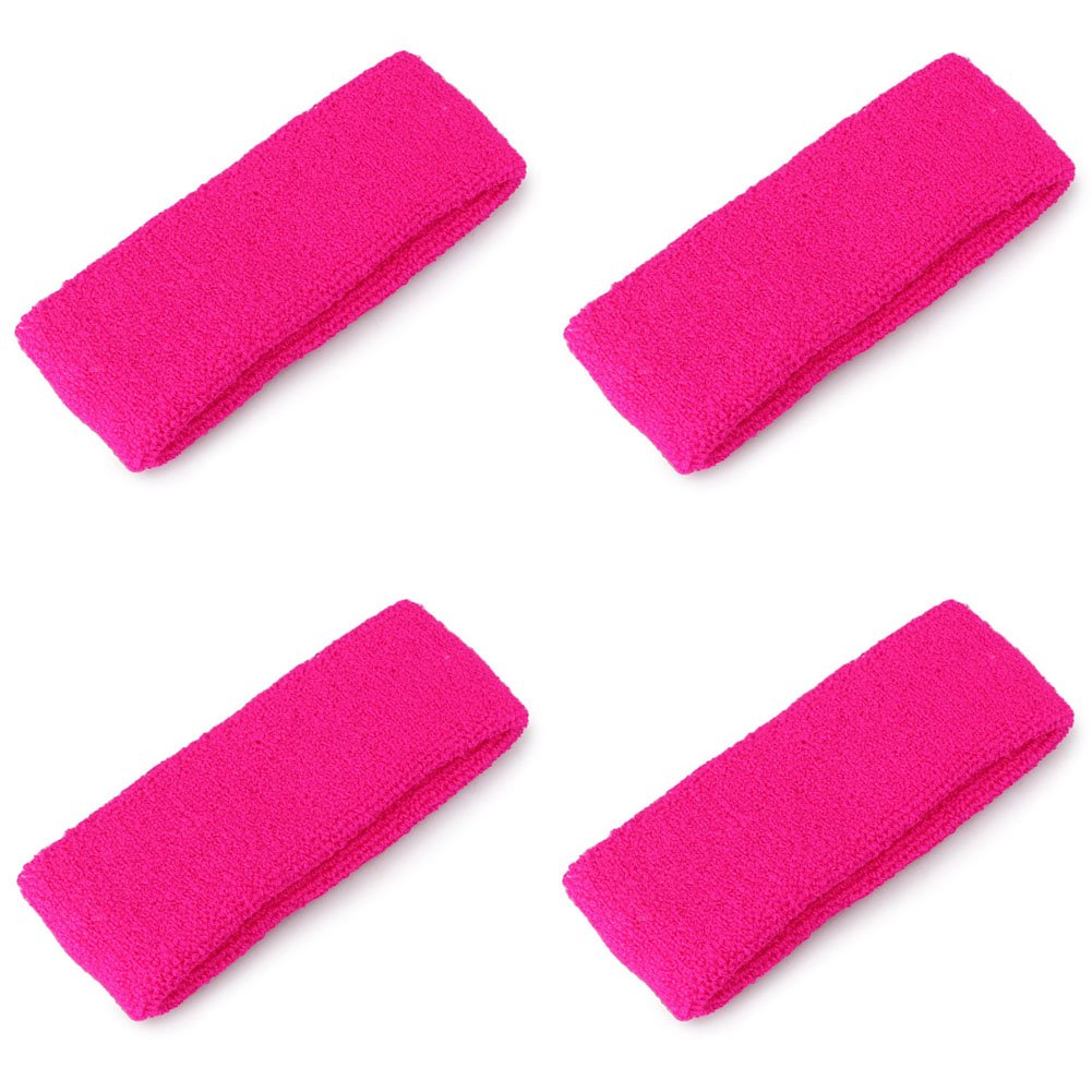 Mallofusa 4 Pack Cotton Sports Wristbands Sweatbands Headbands Athletic Tennis Yoga Jogging Basketball Sweatbands for Sports Activities