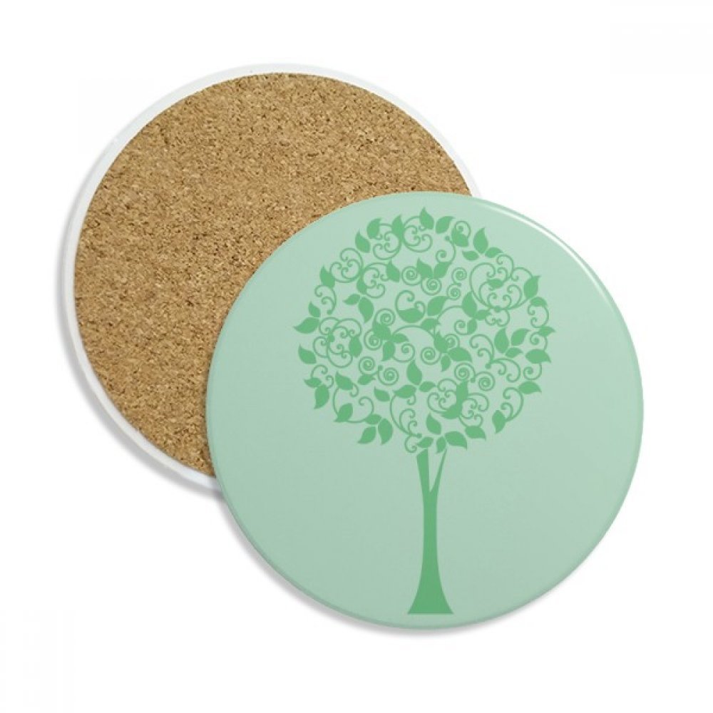 Coaster en céramique fleur et arbre vert de 2Pcs dessous de verre absorbant