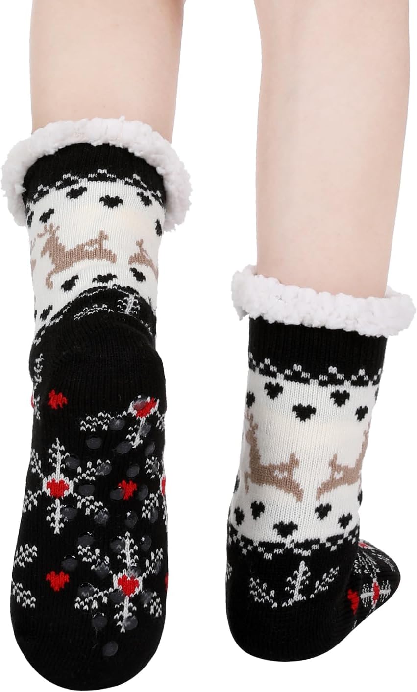 Chassic Sherpa Lined Slipper Socks for Women, Non-Slip Cozy Winter House Socks, Soft Fuzzy Socks, Christmas Gifts for Women & Ladies Stocking Stuffers - Image 5