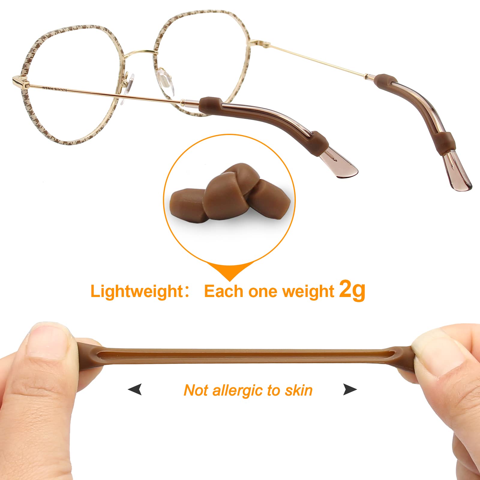 MOLDERP Siliconen brillen Temple Tips Sleeve Retainer, Anti-Slip Ronde Comfort Bril Houders voor Bril Zonnebril Leesbril Eyewear, 10 paar (helder
