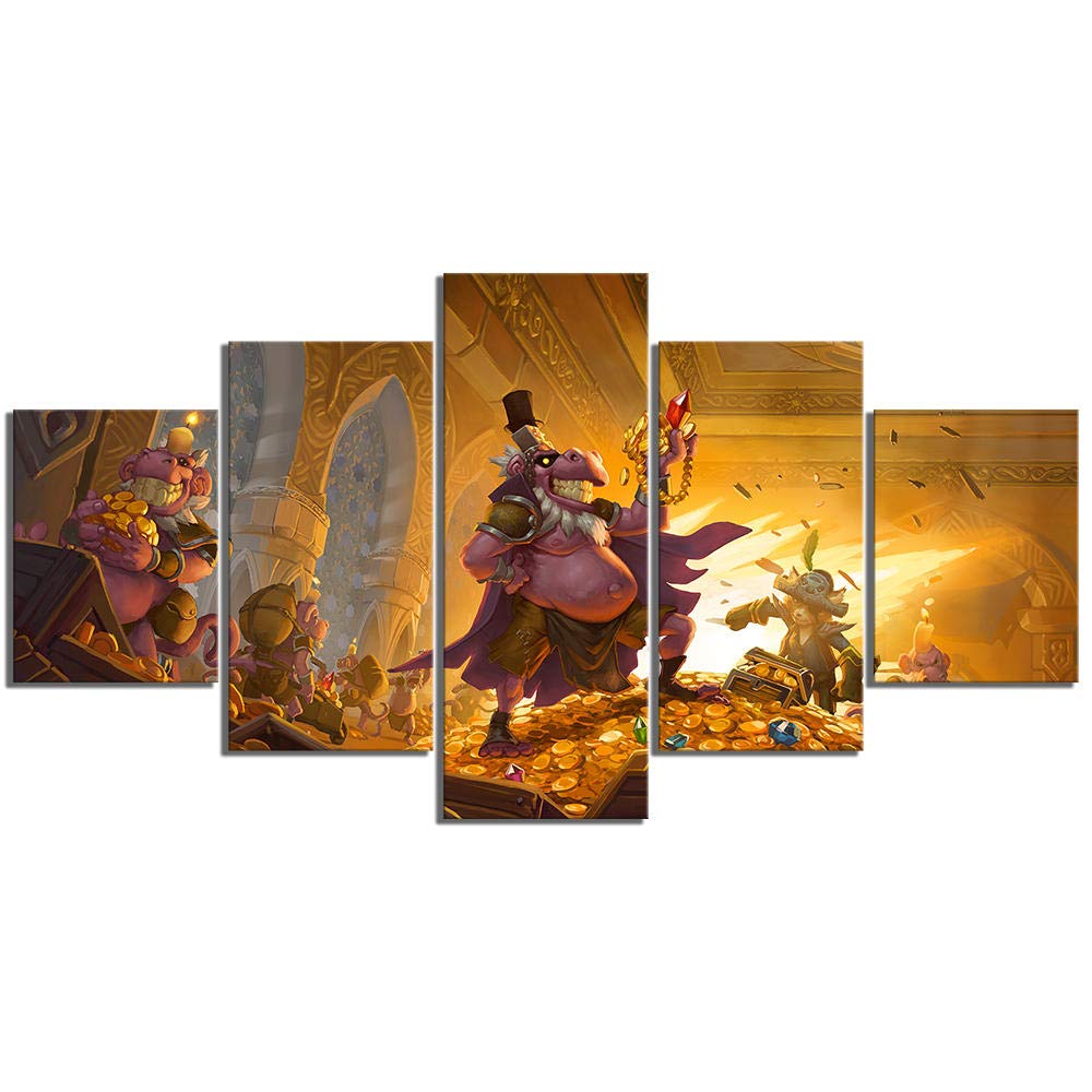 BAOJIAN 5 Canvas Painting 5 Piece Canvas Paintings Hearthstone The Dalaran Heist Game Poster Wall Sticker Artwork Paintings Wall Art Painting on Canvas