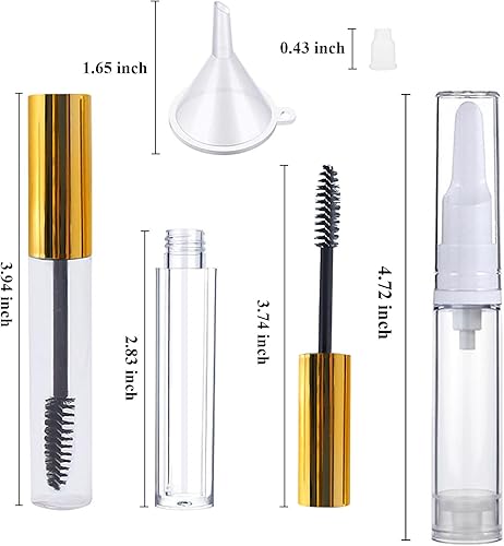 Miniatura 6 de Tubo de rímel transparente con varita, tubos vacíos de brillo de labios y tubo delineador de ojos con brocha insertos de goma y embudos para aceite