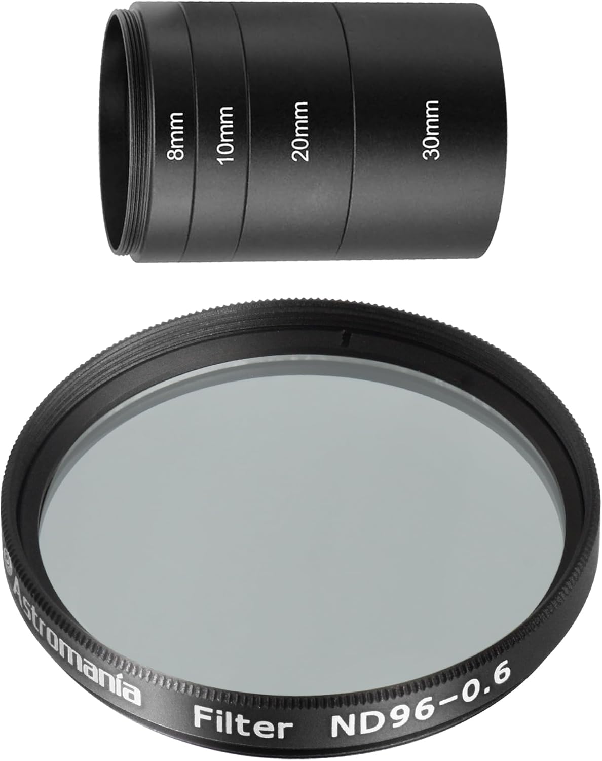 Astromania Astronomical 2"/M48-extension Tube Kit for Cameras and eyepieces - Length 8mm 10mm 20mm 30mm - Bundle with - Telescope Moon Filter 2 inch ND96-0.6