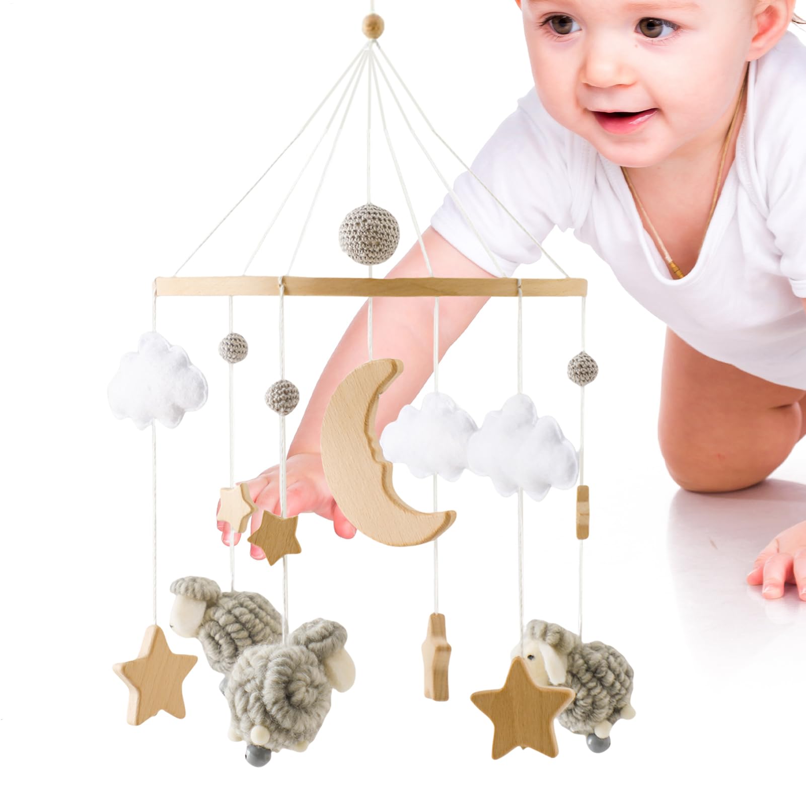 Mobile de berceau apaisant interactif neutre décoratif 0-3 mois