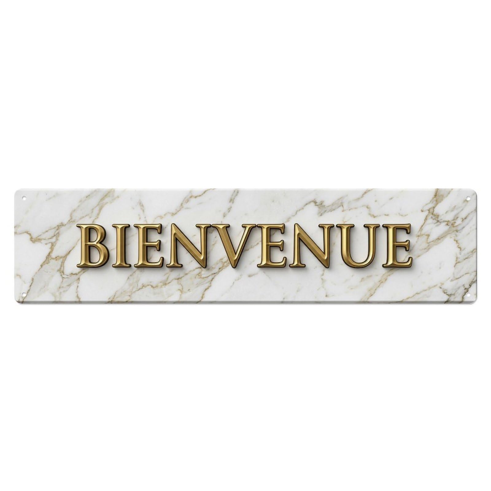 Marble Veined Luxury Welcome Metal Tin Skinny Sign Plaque Wall Decor for Cafe, Club Bar, Office, Home Garden Metal Poster 4x16Inch