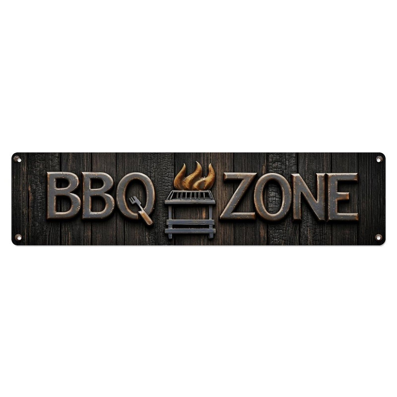 BBQ Zone Chef Corner Metal Tin Skinny Sign Plaque Wall Decor for Cafe, Club Bar, Office, Home Garden Metal Poster 4x16Inch