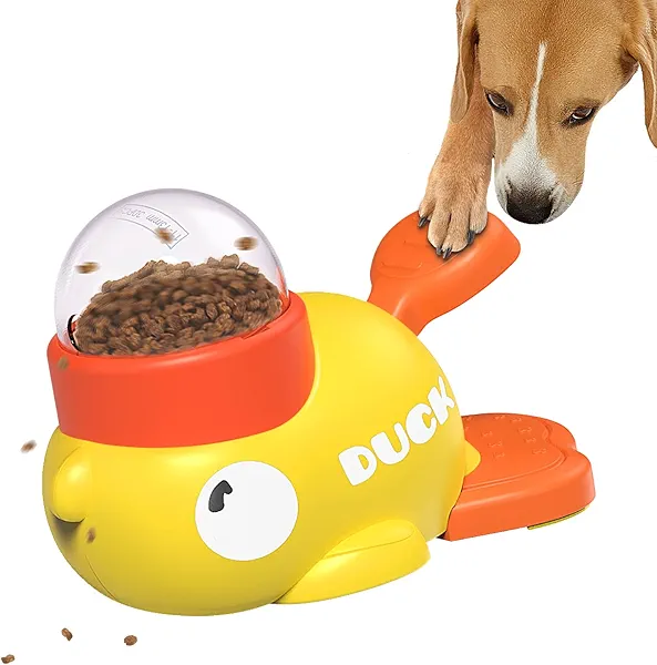 Suitchi Dog Interactive Treat Dispenser Toy, Food Puzzle Slow Feeder (Yellow)