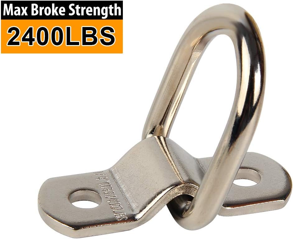 JCHL D-Ring Tie Downs Anchors Lashing Rings for Loads on Trailers Trucks RV Campers Vans ATV SUV Boats Motorcycles etc Vehicles Heavy Duty 2400 Pounds Capacity Tie Down Ring (10-Pack)