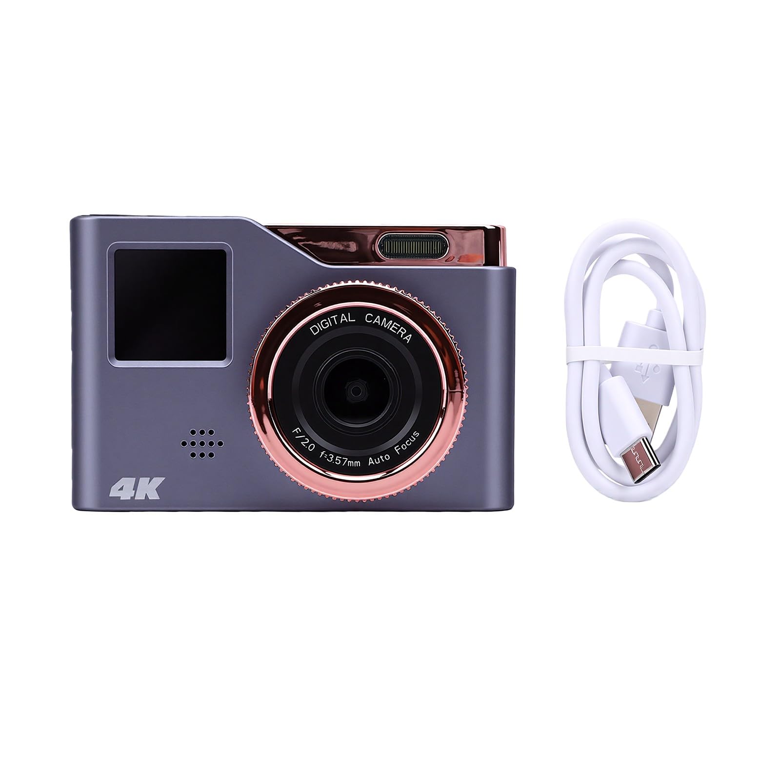 LICAEVEY Fotocamera Digitale 4K, Fotocamera Selfie Doppio Schermo da 48 MP con Registrazione Video, Zoom 8X, Messa a Fuoco Automatica, per Fotografia per Principianti, Anti-Shake