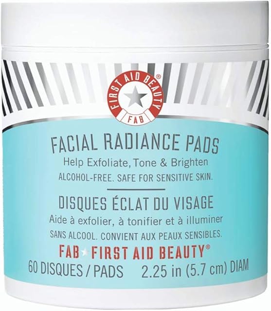 First Aid Beauty Facial Radiance Pads, Exfoliating Pads with AHA, 60 Count