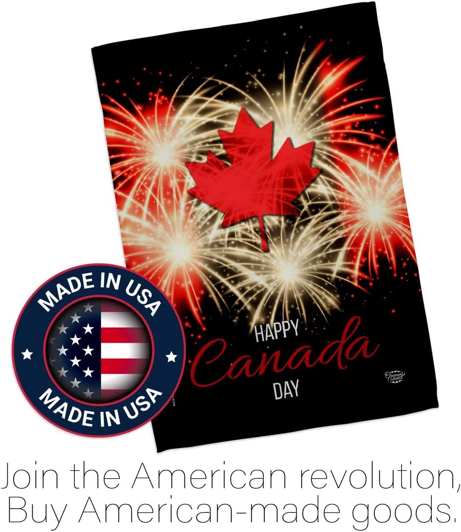 Firework Canada Day House Flag 2 pcs Pack Provinces Canadian Territories Region Country Particular Area Decoration Banner Small Garden Yard Gift Double-Sided, Made in USA