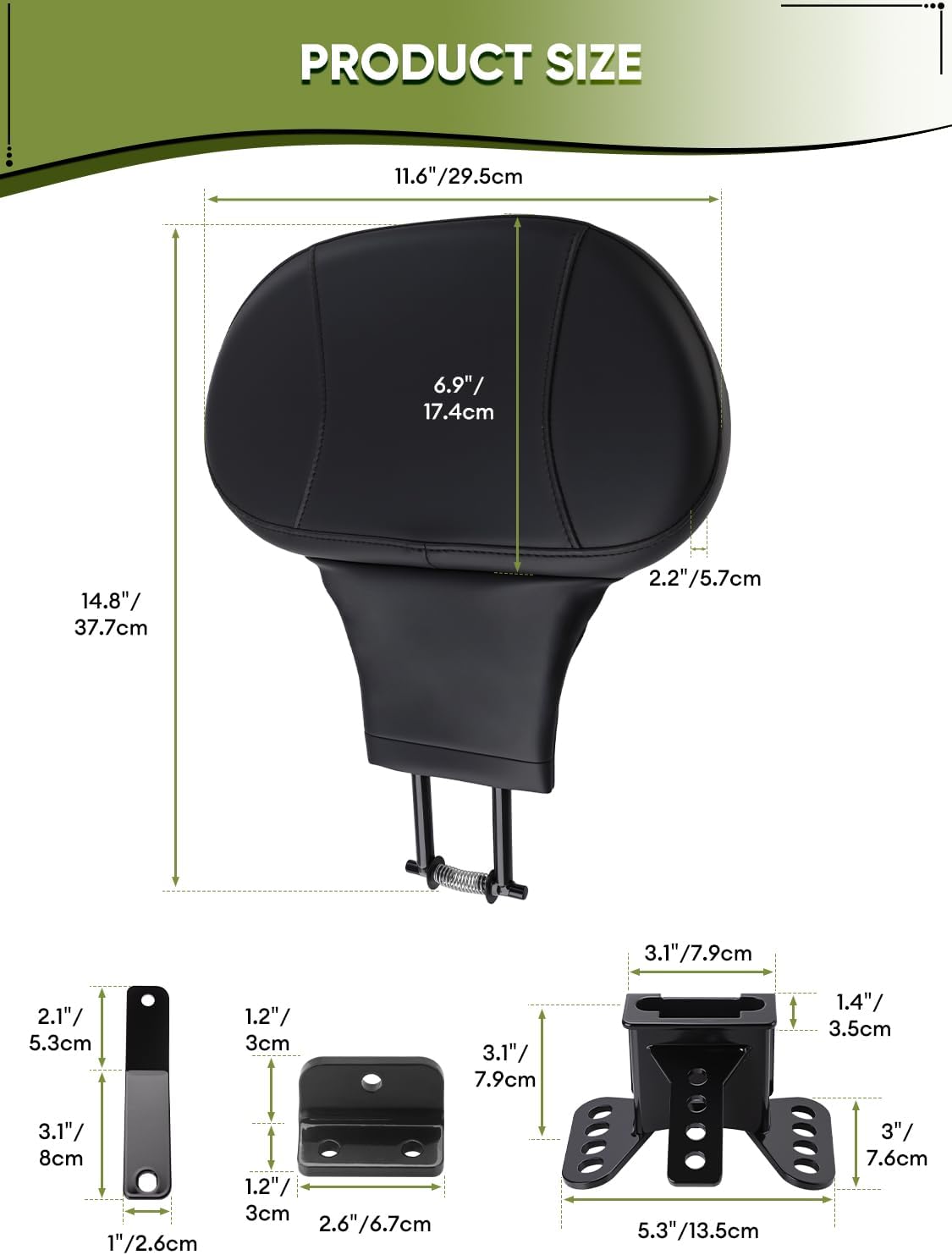 Rider Driver Backrest, Detachable Backrest for Motorcycle Adjustable Plug-In Backrest Mounting Kit Fit for Harley Davidson Touring Street Glide Road Glide Electra Glide Road King CVO 1997-2024