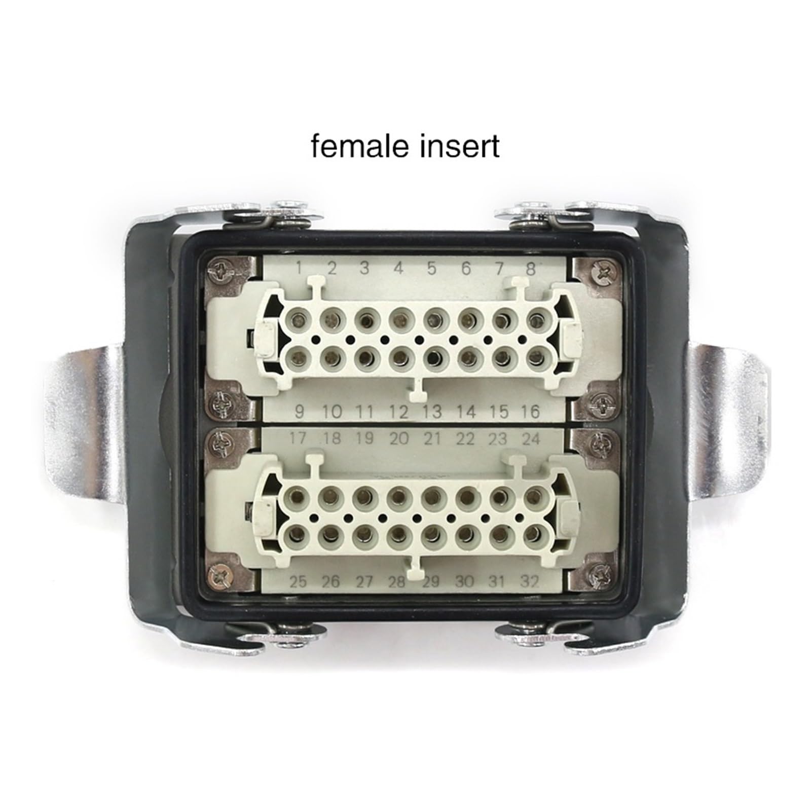 HDC-HE-032-1/2 Conector rectangular resistente de 32 pines de núcleo impermeable para la industria 500 V 16 A (línea lateral)