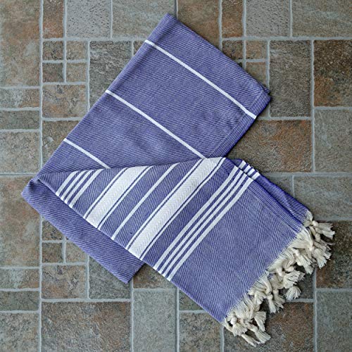 Dandelion - Basic Pattern - 100% Naturally-Dyed Cotton Turkish Towel Peshtemal - 71x39 Inches - Purple