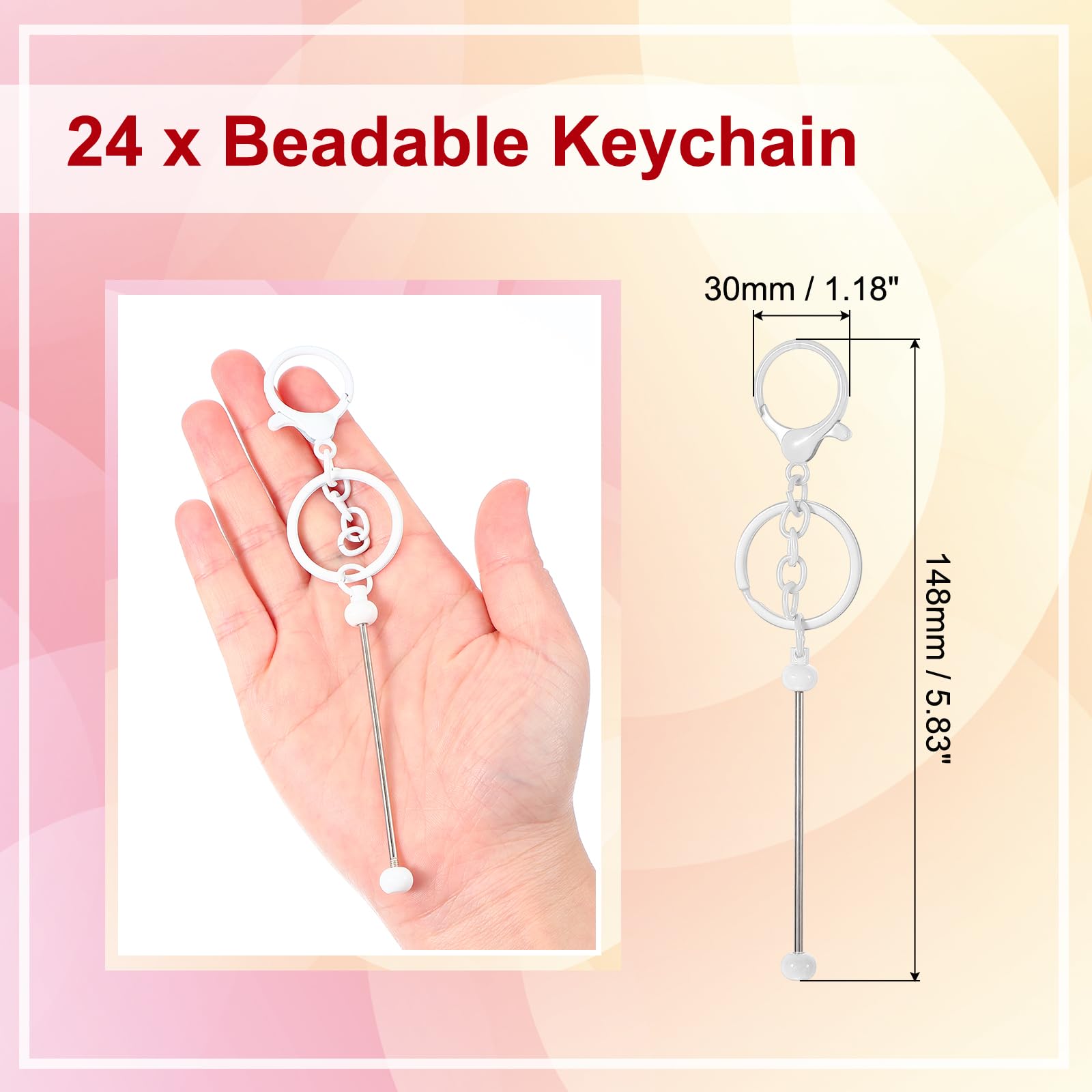 PATIKIL 24 Pcs Beadable Keychains Bars - Image 2