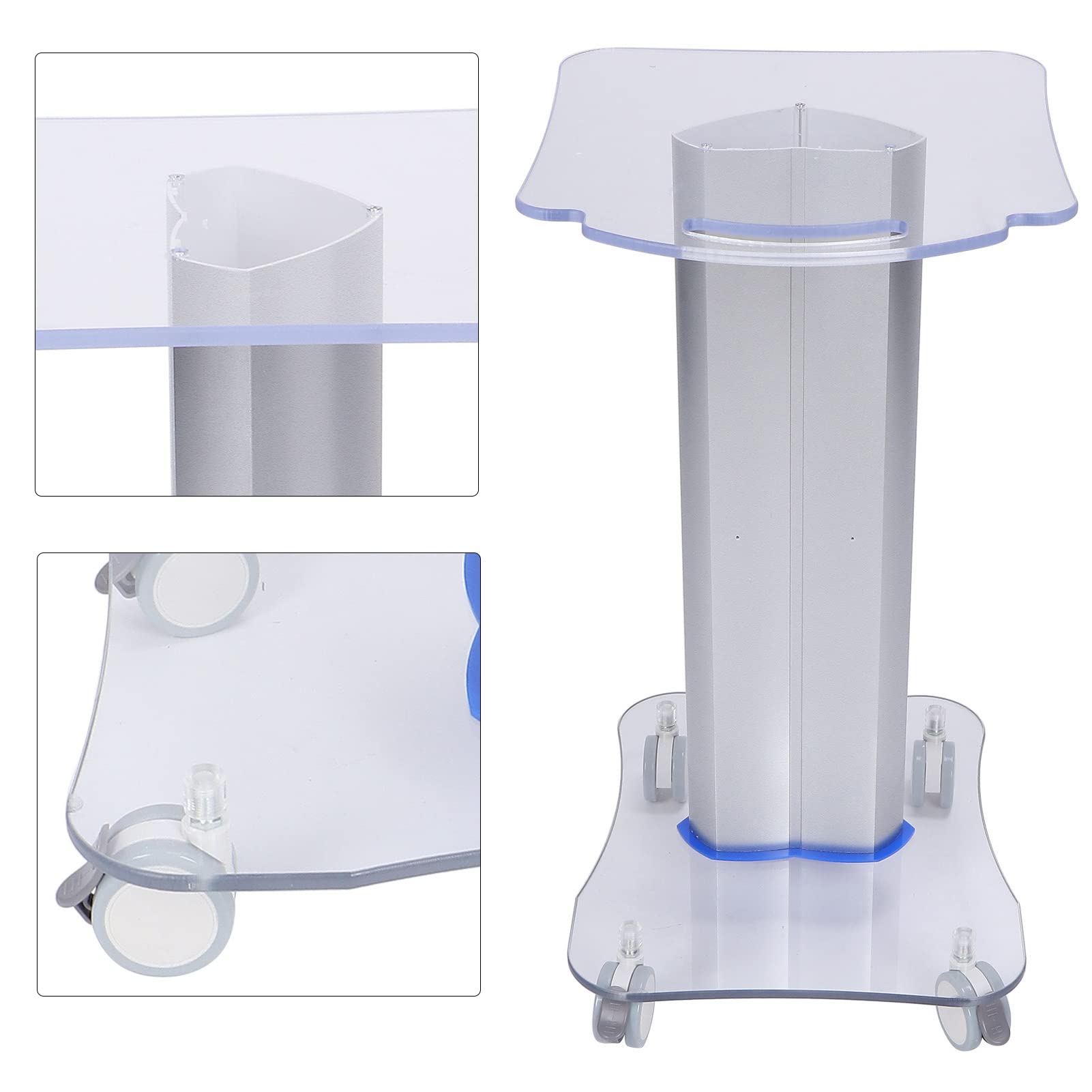 Pongnas Carrello per Salone di Bellezza in Plexiglass, Carrello a 4 Ruote con Maniglia Ergonomica e Vassoio Portaoggetti, per Uso Domestico o in Salone