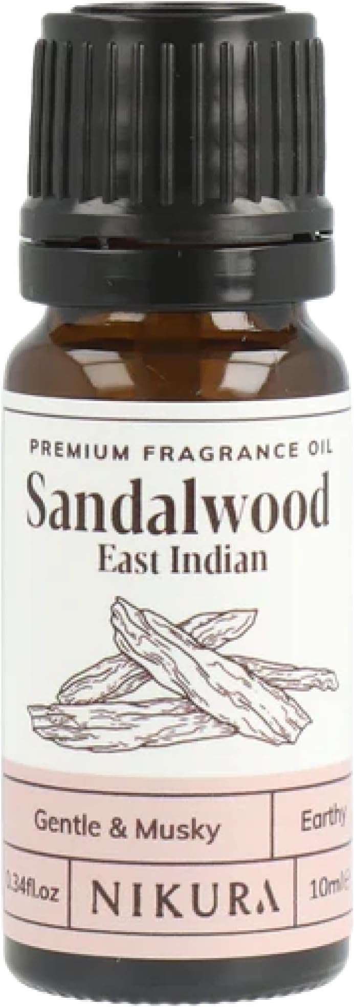 Nikura Sandalwood (East Indian) Fragrance Oil - 10ml | Perfect for Soap and Candle Making, Wax Melts, Diffuser for Home, Oil Burners | Great for use in Bath Bombs, Perfume Fragrance, Candle Scents