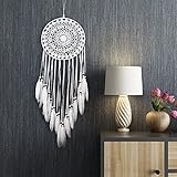 DEWEL Dream Catchers Handmade White Feather Dreamcatchers for Wall Hanging, Home Car Decoration Room Decor Gifts for Girls Festival Gifts