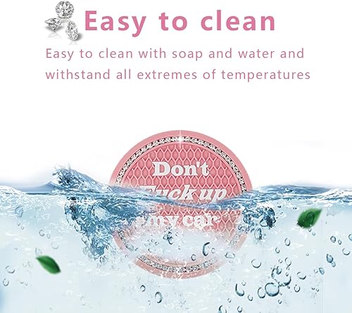 Miniatura 3 de Ziciner Paquete de 2 Posavasos Brillantes para Portavasos de Automóvil con Tapa para Botón de Inicio y Parada, Almohadilla de Goma Suave con