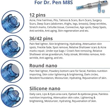 Dr. Pen M8S Microneedle Pen with 10 Pcs cartridges- 18pinx5+36pinx3+42pinx2
