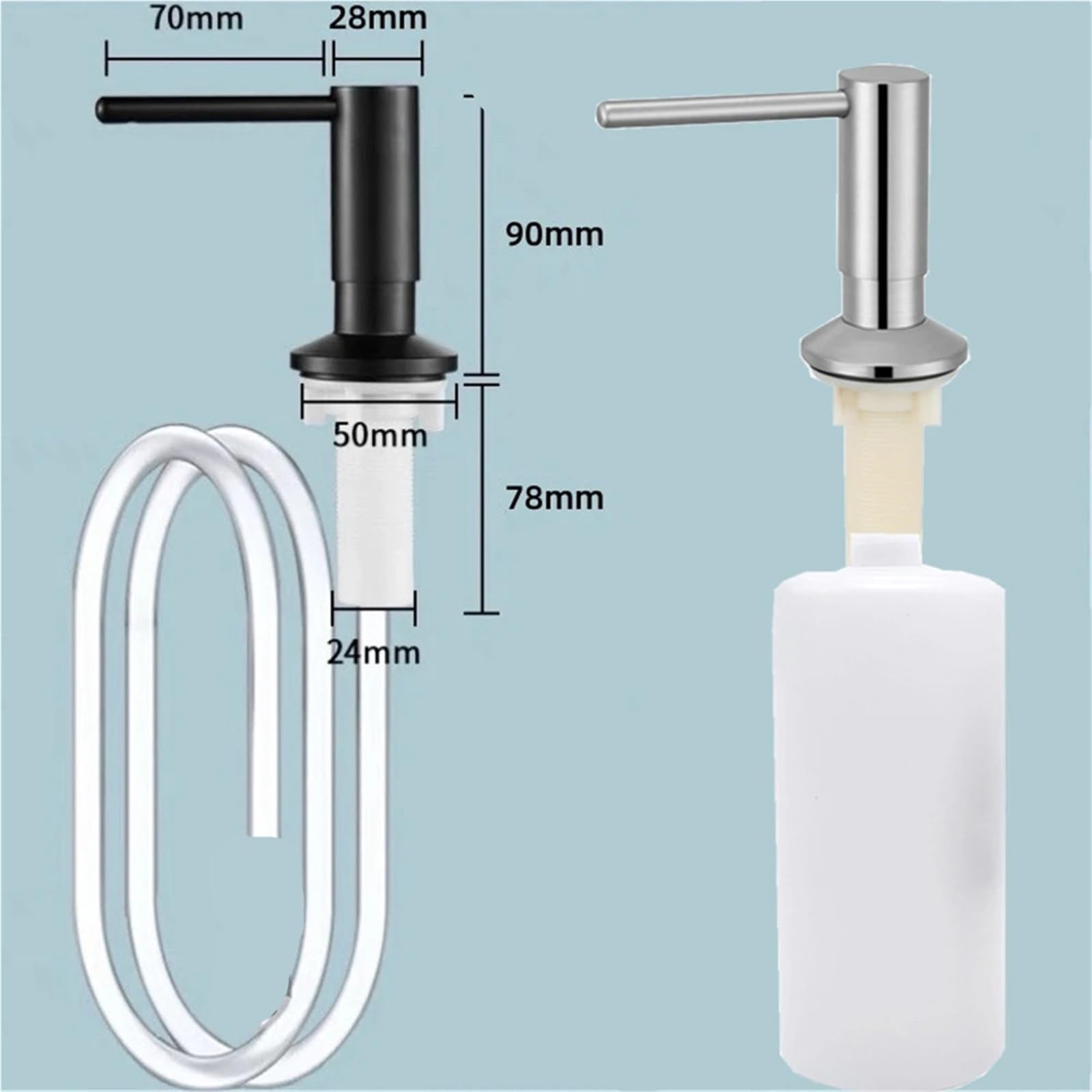 Dispensador de jabón para fregadero, bomba de detergente de cocina para encimera o cubierta, botella de jabón líquido con diseño de tapa abatible fácil, ideal para fregaderos de cocina y lavavajillas