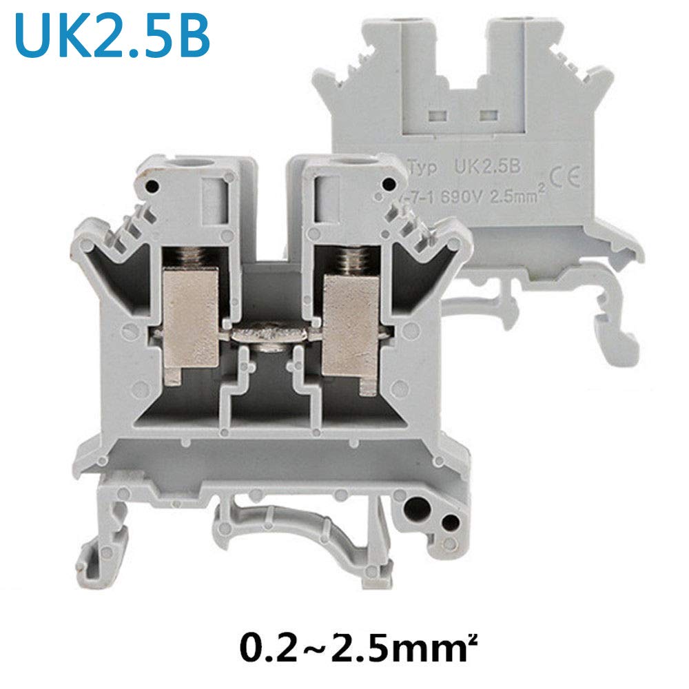 UK2.5N UK2.5B DIN montato su guida DIN Morsettiere assemblati Kit 600V 20A 30-12AWG (50-Gang)
