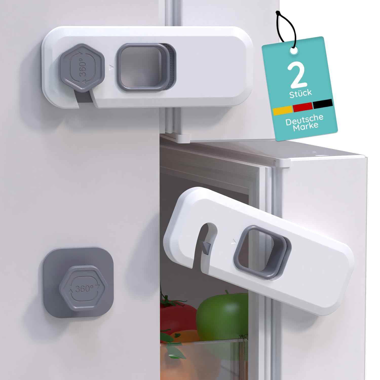 Homery Kindersicherung Kühlschrank [2 Stück] Schranksicherung Baby ohne Bohren, Schubladensicherung Baby selbstklebend, Kindersicherung Schrank, Sicherung für Schränke und Schubladen