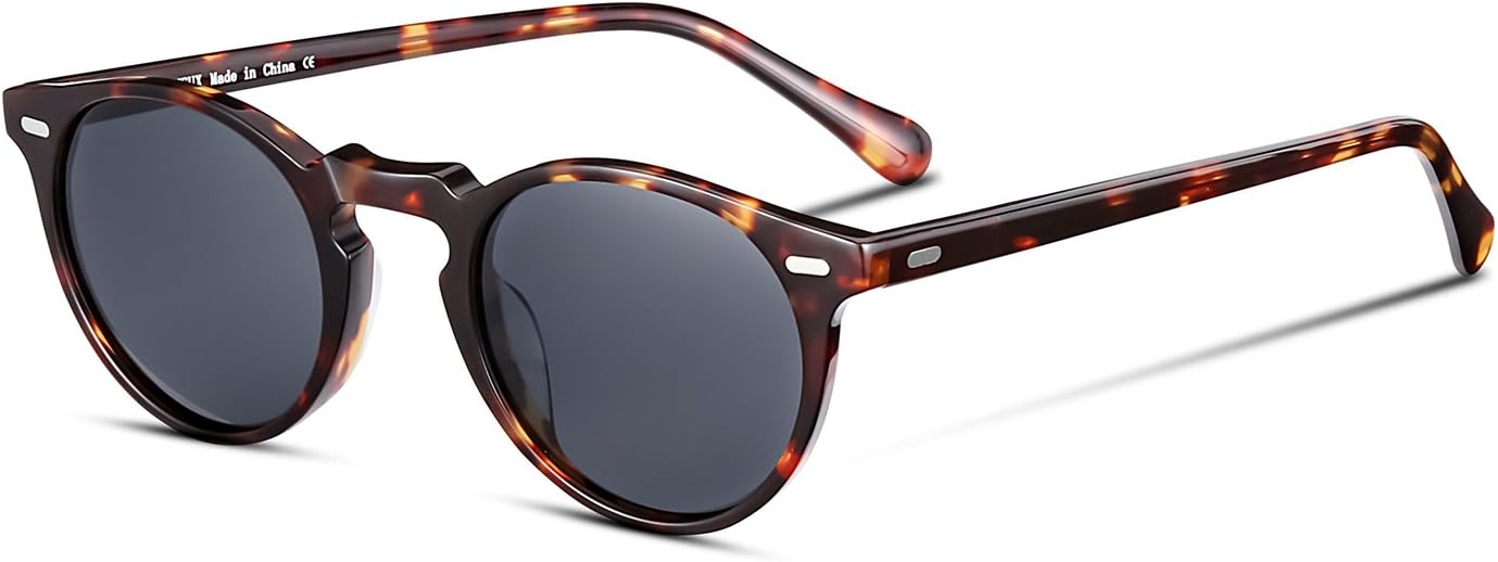 Vintage Round Polarized Sunglasses for Women and Men, 100% UV Protection