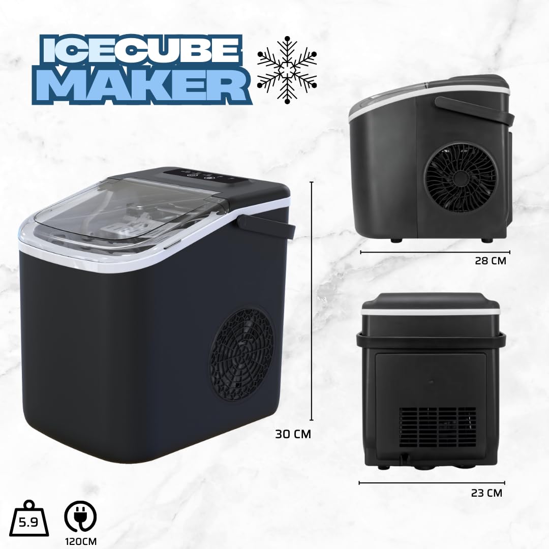 ICE CUBE MAKER Macchina per ghiaccio da casa, 10Kg/24h, 9 Cubetti in 6 Minuti, Due dimensioni, Macchina per Cubetti di Ghiaccio Compatta per Cucina, Casa, Feste e Ufficio