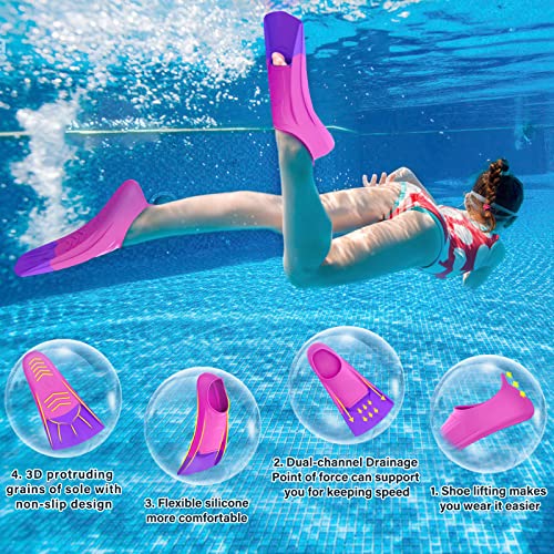 Image of Gintenco Swim Fins, Swim Training Fins for Snorkeling Swimming Diving, Travel Size Flippers with Bag，Floating Fins for Adults Men Women Kids