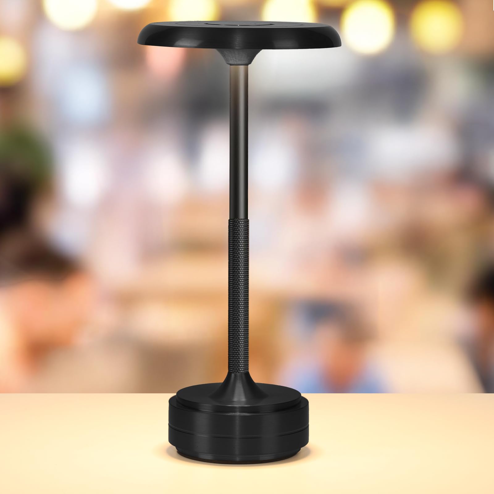 Rechargeable Cordless LED Table Lamps Touch Sensor Light, 3-Levels Portable Dimming Wireless Battery Operated Lamp，Nightstand Lamp/Night Light/Restaurant Table/Outdoor/Coffee/Bar (Black)