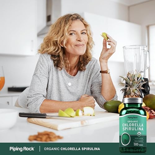 Miniatura 6 de Piping Rock Chlorella Spirulina orgánica  500 tabletas  Pastillas vegetarianas  Suplemento sin OMG, sin gluten