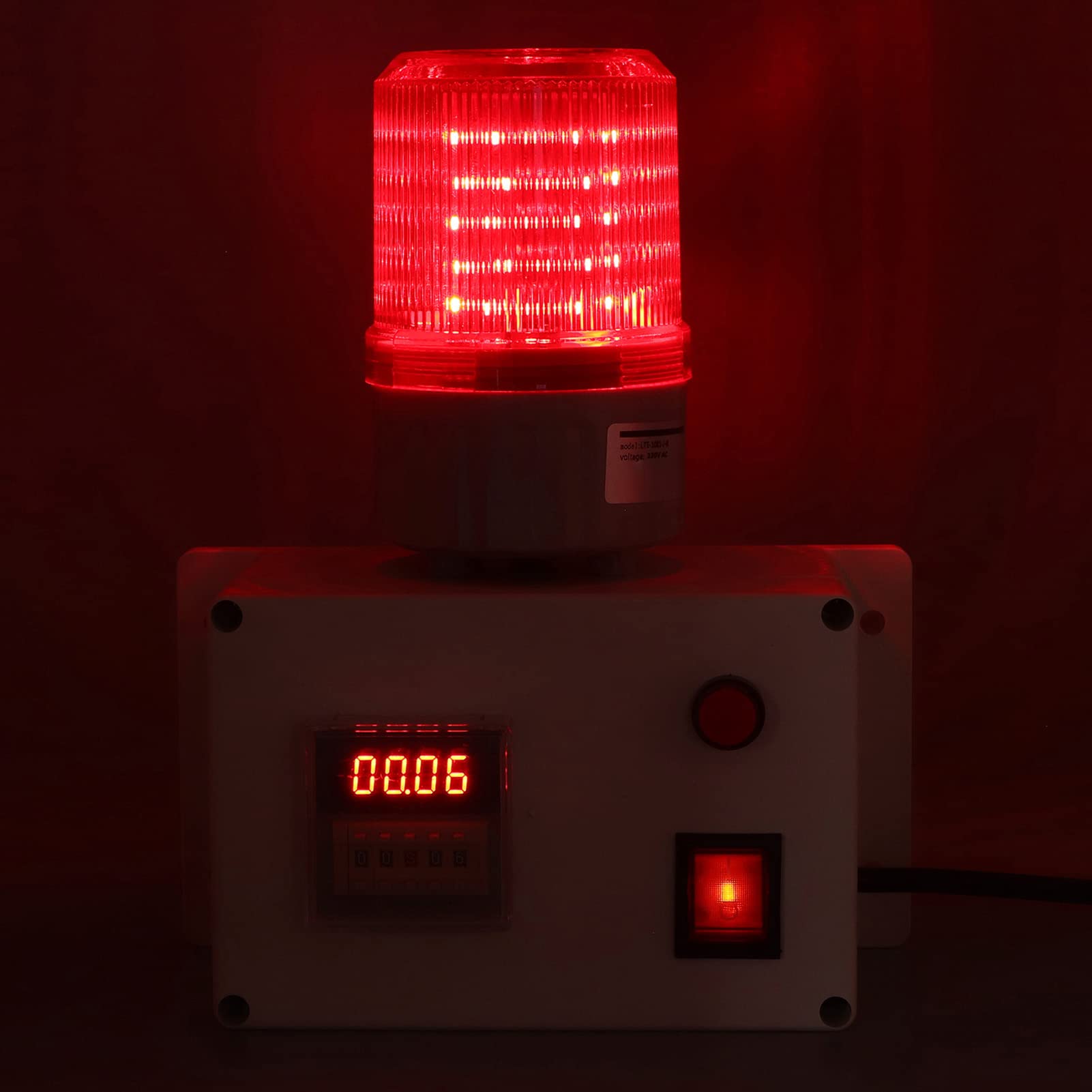 Sirena Alarma Industrial 110db 220V con Luz Estroboscópica Sonido Inteligente Retardo Emergencia Bocina Exterior 5 Teclas Orejas Montaje Enchufe UE
