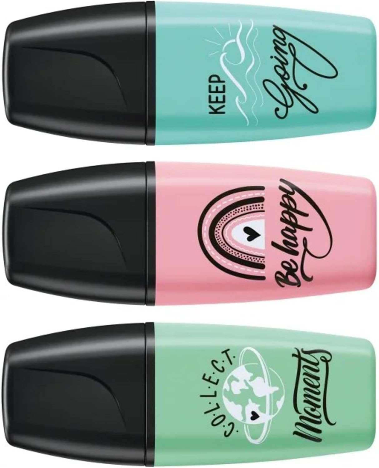 STABILO BOSS Mini Pastellove, 3-Color Highlighter Set, Pink Blush, Touch of Turquoise, Hint of Mint