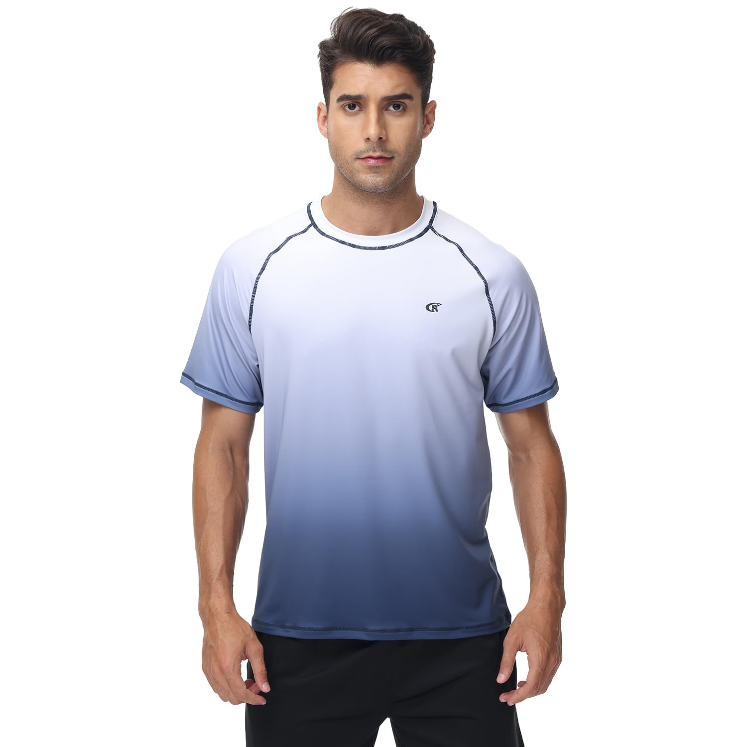Huayuzh Wassersport-Schwimm-Shirts für Herren, UV-Schutzfaktor 50+, schnelltrocknend, kurzärmelig, Surfen, Laufen, Sport-Top