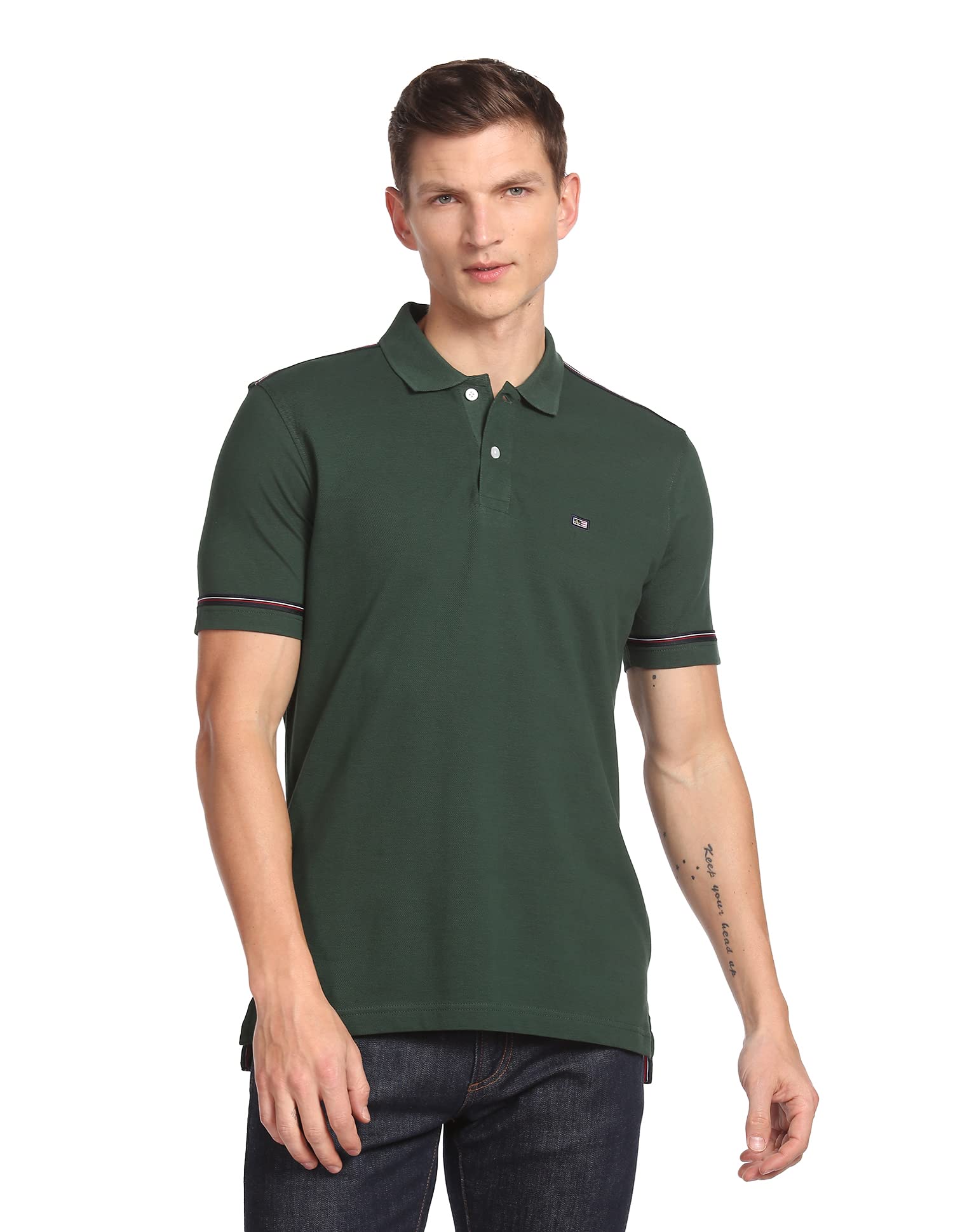 arrow sports Arrow Men's Solid Half Sleeve Regular Fit Cotton Polo T-Shirt Charcoal-picture-27